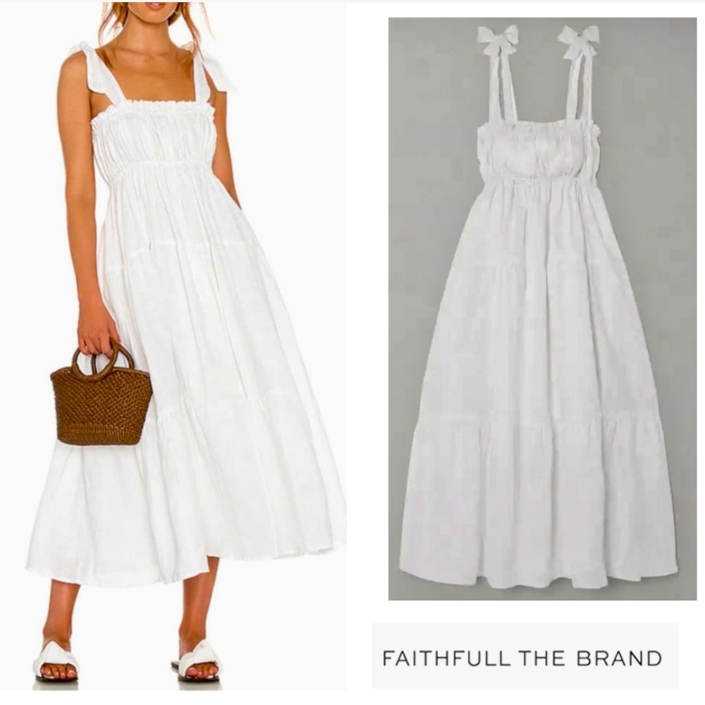 New Faithfull The Brand Linen Midi Dress - Picture 15 of 15